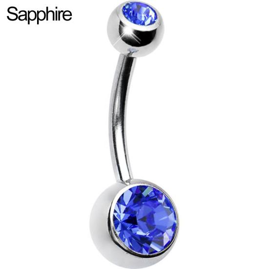 Stainless Steel Navel Ring Rhinestone Belly Button Ring Bar Piercing Jewelry