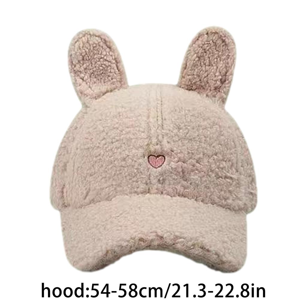 Rabbit Ear Plush Baseball Cap for Teens Girl Autumn Winter Berber Fleece Baseball Hat Fashionable Peaked Hat for Women