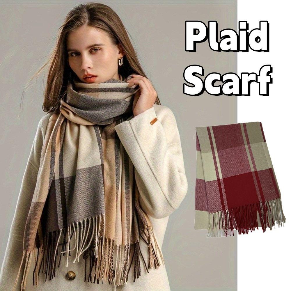 Keep Warm Plaid Scarf Thick Shawl Wrap Fashion Imitation Cashmere Shawl  Gift