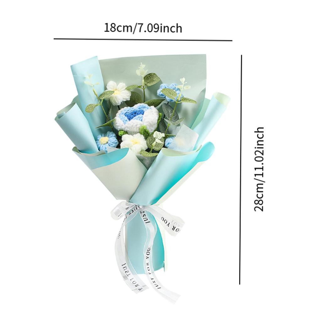 Dzianinowy Kwiat Gotowy Dekoracja Domu Bukiet Kwiatów Szydełkowych na Dzień Nauczyciela Urodziny Rocznicę Dzień Dziękczynienia Kobiety