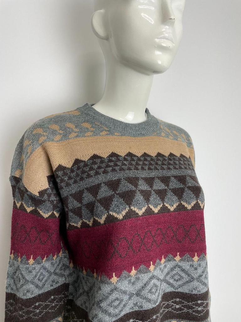 Women's Retro Color Block Christmas Knitted Pullover Sweater