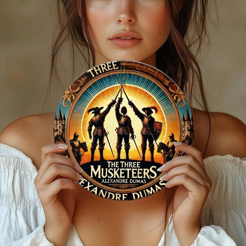 

Vintage The Three Musketeers Metal Wall Art Round 8 Inch Handcrafted Home Decor Sign 20x20