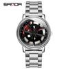 SANDA Top Men Quartz Watches Sports Car Watch Waterproof Sport 360℃ Rotating Rim Hub Wheel Wristwatch Car Quartz Men's Watches