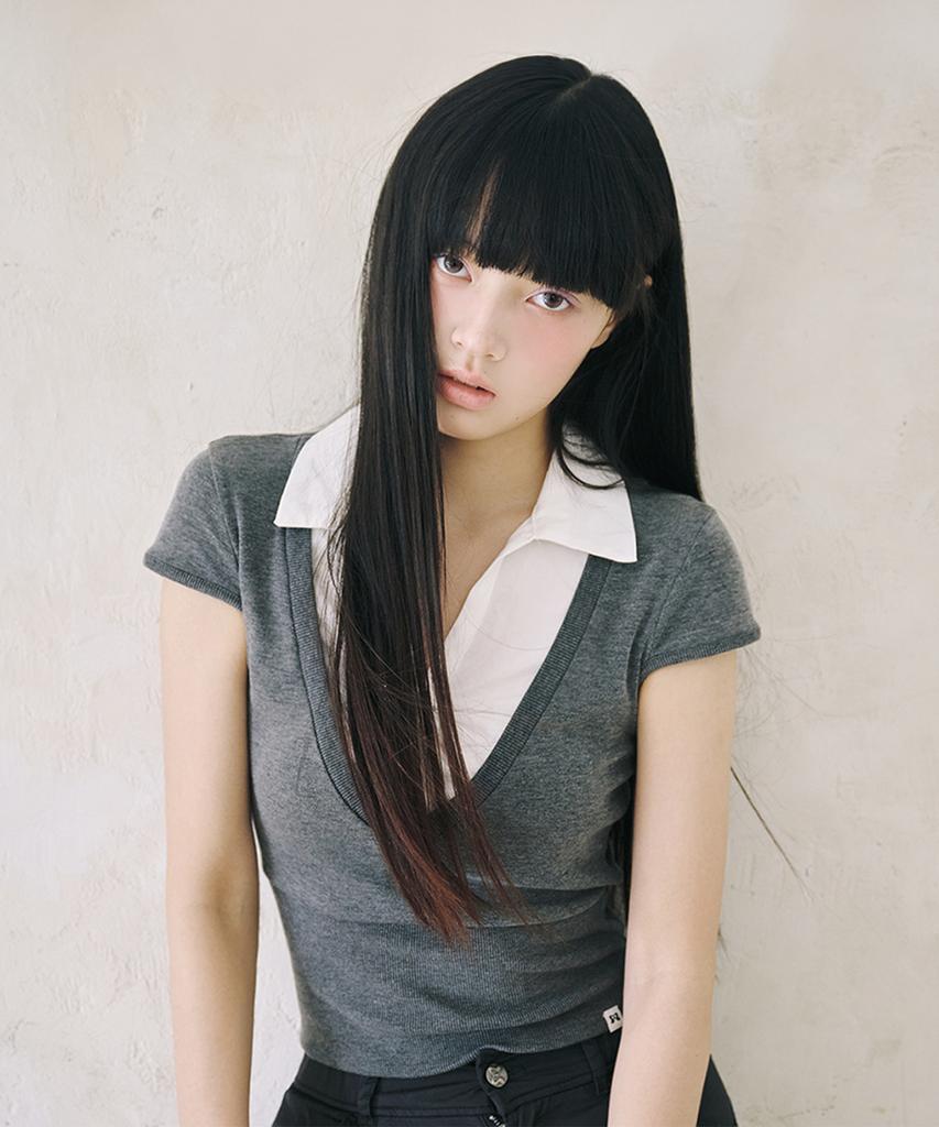 Mileko Layered Collar T Grey