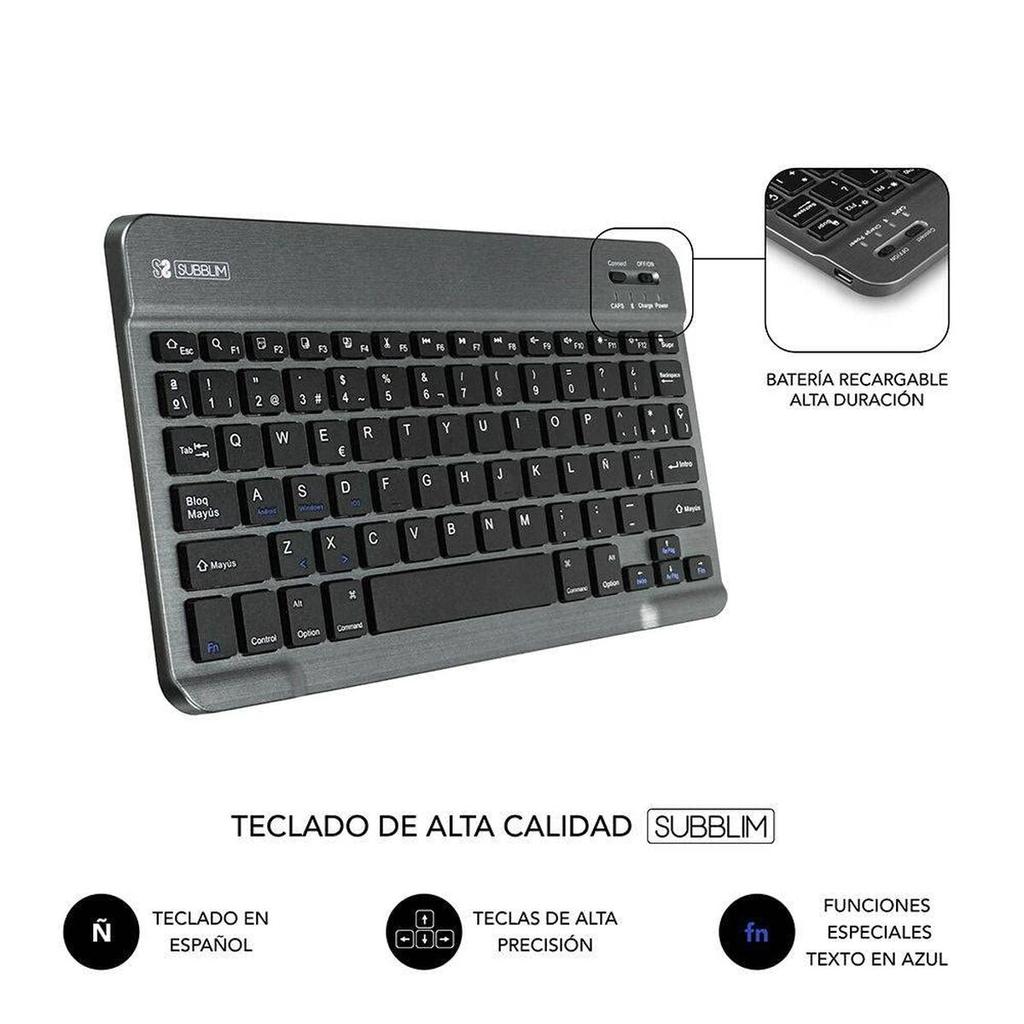 Case for Tablet and Keyboard Subblim SUB-KT2-BT0002 Grey Spanish Qwerty