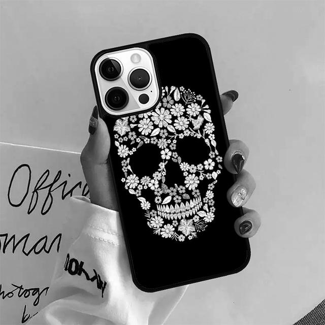 Retro Pattern Flower Skull Coque Shell For iPhone 17 Air 15 16e 14 13 12 Pro Max 11 Pro Max Plus Phone Case Cover