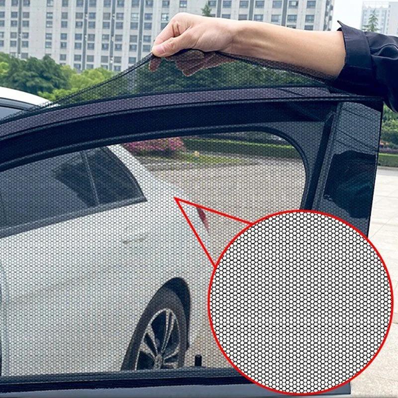 4PC Universal UV Protection Mesh Window Shade Anti-Mosquito Privacy Sun Visor for Car Side Windows - Car Accessories