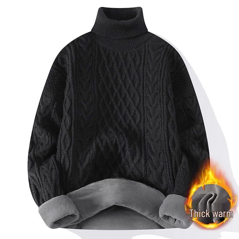 Men's Retro Japanese Knit Loose-Fit Sweater with Velvet Layer