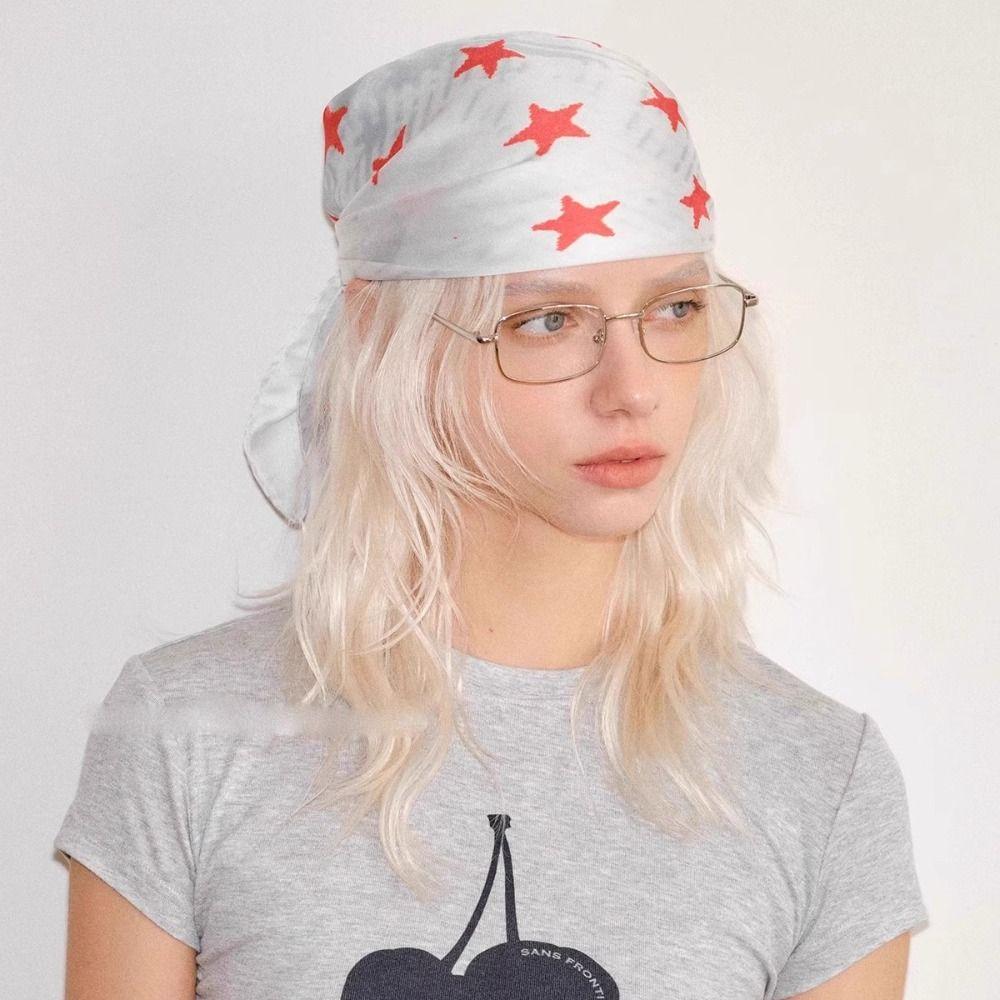 Star Leopard Print Headscarf All-match Punk Bandana Retro Y2k Print Turban  Spice Girls