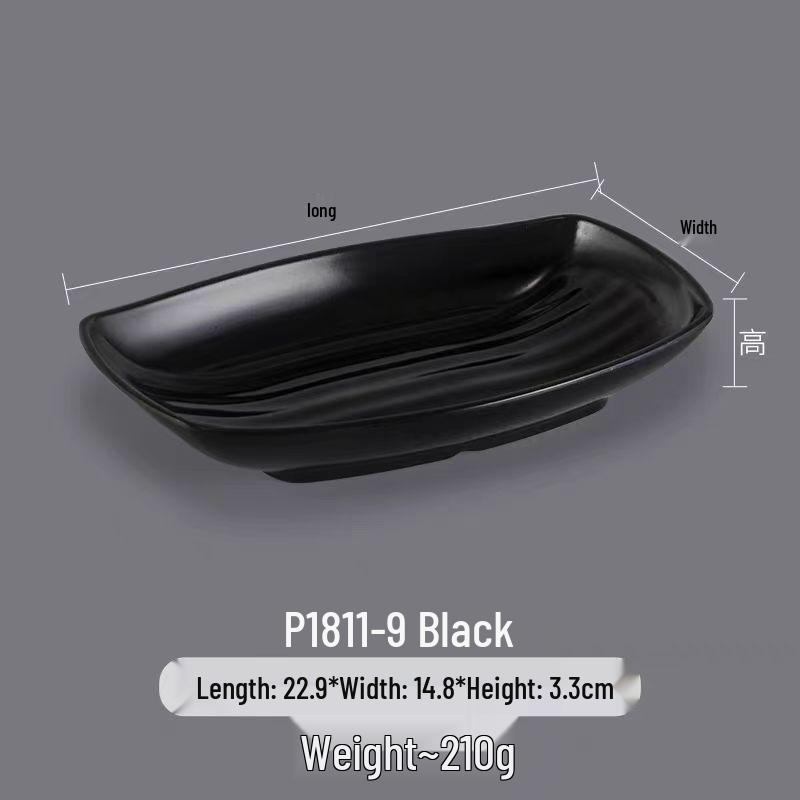 Melamine Rectangular Dinner Plate for Hot Pot, BBQ, and Cold Dishes - Porcelain-Look Restaurant Plate.