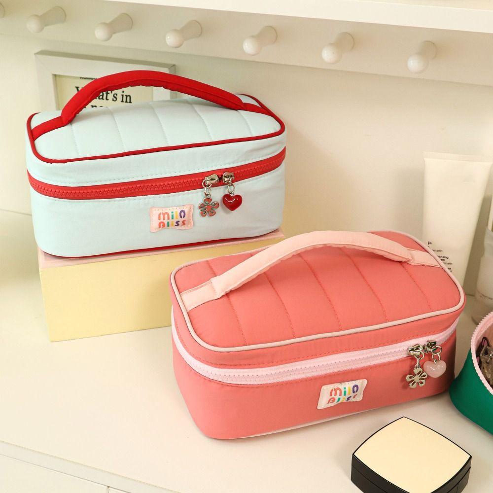Handbag Contrast Color Cosmetic Bag Macaron Color Toiletries Bag Sweet Fresh Makeup Bags  Student