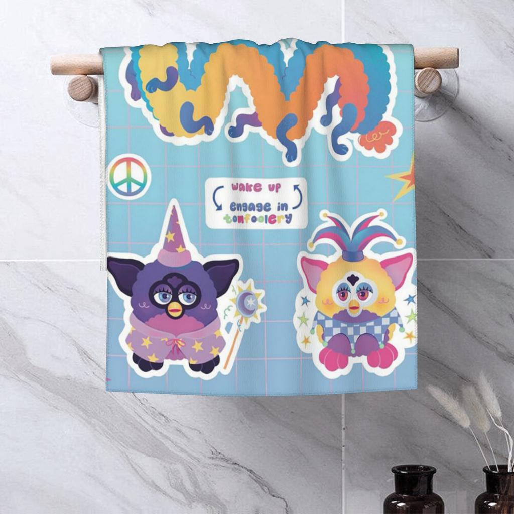 Nightmare Furby Cartoon Soft Face Towel Quick Dry Pool Bath Cotton Towels Absorbent Quick