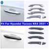 Chrome / Carbon Fiber Look Car Door Pull Doorknob Handle Decor Cap ABS Accessories Cover Trim For Hyundai Tucson NX4  - 2025
