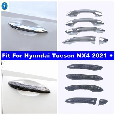 Chrome / Carbon Fiber Look Car Door Pull Doorknob Handle Decor Cap ABS Accessories Cover Trim For Hyundai Tucson NX4  - 2025
