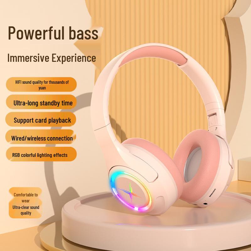 Over-Ear Wireless Bluetooth Gaming Headset with Noise Cancelling, Card Slot, and Ultra-Long Battery Life - Universal for Mobile Phones