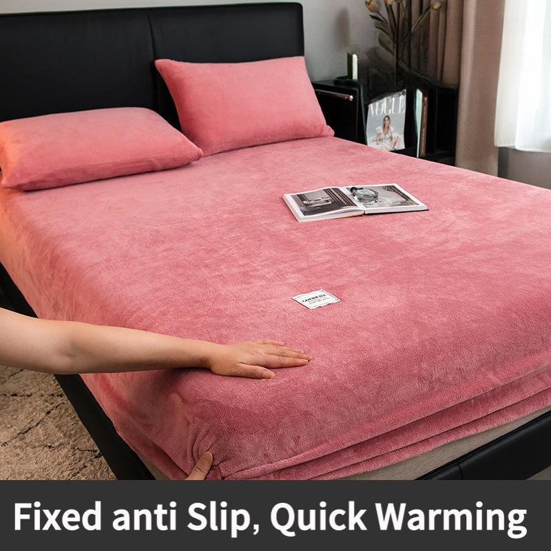 2025 Velvet Thermal Mattress Cover, Plush Fabric Sheets For Winter, Bed Cover, Bed Sheets Set For Single Double King Queen Bed 160x200