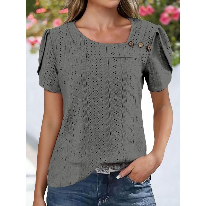 JPNTKY Women's Fashion Casual Short Sleeve Blouses & Shirts