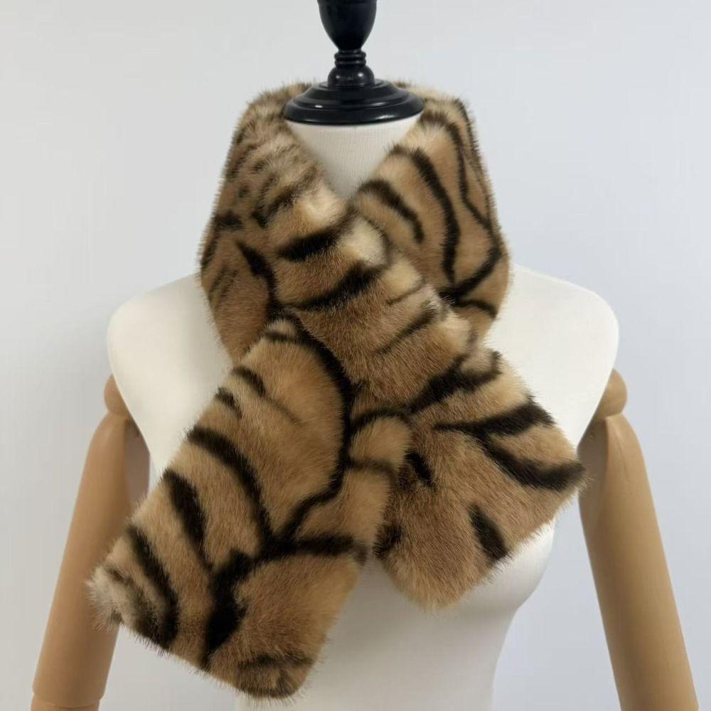 Soft Fluffy Faux Fur Hat Thick Warm Plush Neck Warmer Leopard Print Scarf Women Ladies