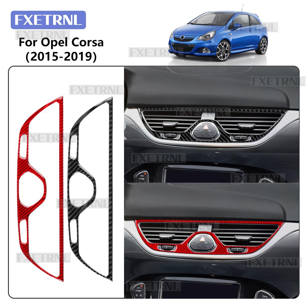 Opel Corsa E X15 2015 2016 2017 2018 2019 LHD RHD için Araba Merkezi Klima Çıkış Çerçevesi Gerçek Yumuşak Karbon Fiber Çıkartma İç Trim