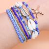 7Pcs/Set Summer Starfish Bracelet Set For Women Shell Rice Beads Elastic Chain Bangle Girls Bohemia Beach Jewelry Accessories