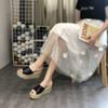 Women's Waterproof Table Cool Slippers Women's Summer New Korean Version Thick-soled Muffin Casual I-shaped High-heeled Slippers