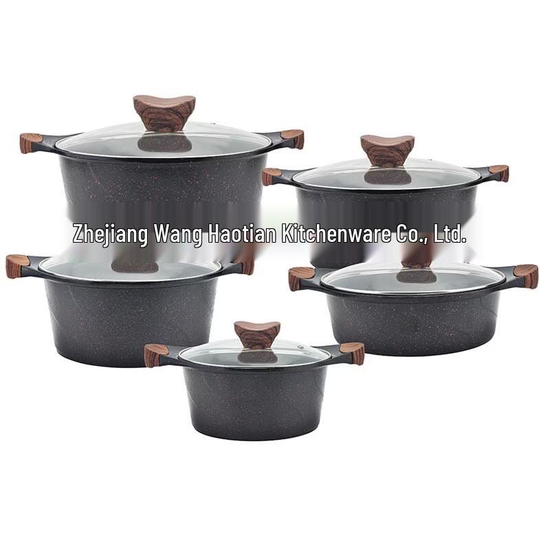 Zhi Shi 10-Piece Non-stick Cookware Set with Wood Grain Handles