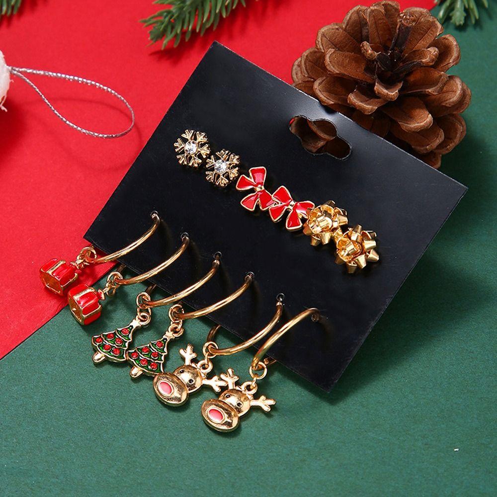 Gifts Female ELK Bell Stud Earrings for Women Fashion Jewelry Christmas Earring Set Dangle Earrings