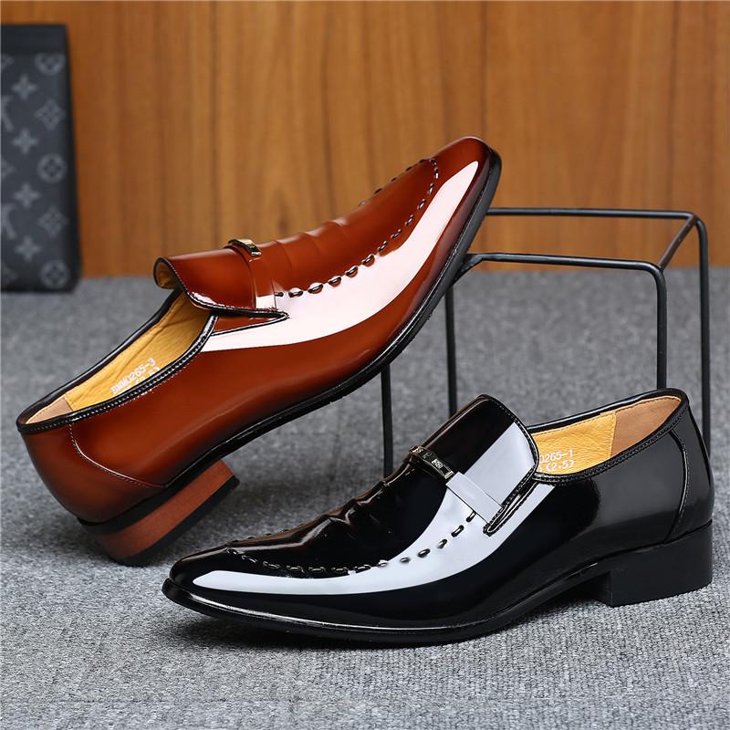 Stara głowa skórzane buty wersja koreańska trend brytyjskie casualowe skórzane buty męskie biznesowe wizytowe szpiczaste kalosze 0265