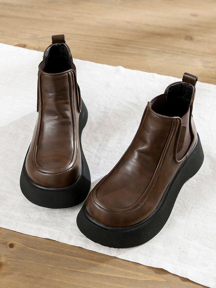Retro British one-pedal Chelsea boots, thick-soled heightened big-headed lightweight short boots, winter velvet warm Martin boots