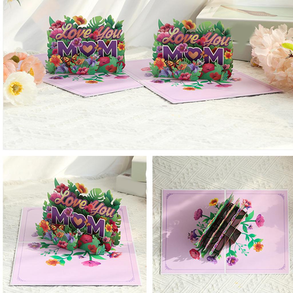 Handcrafted 3D Mother's Day Greeting Card Handmade 3D Card MOM Letter Greeting Card Mother's Day Paper Greeting Card