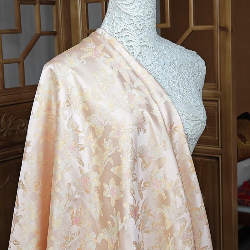 Embossed Jacquard Fabric White Beige Goldfish Design Sewing Material Cheongsam Dress Party Garment Wide 150cm Sold By Meter