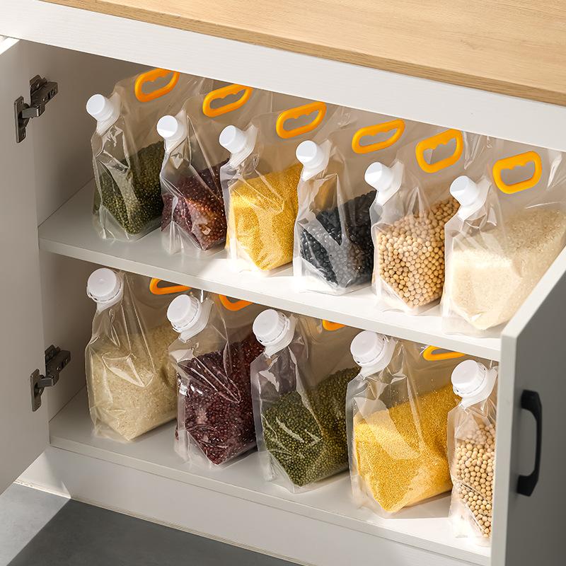 Grain Sealed Bag Kitchen Storage Transparent Suction Insect Moisture proof Bag Portable Food Storage Bag Funnel Kitchen tools