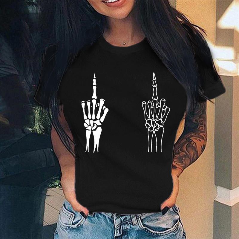 Funny Middle Finger Nail Graphic T Shirt for Men Clothing Casual Women Clothes Unisex Loose T-shirt Fashion Streetwear Tee Shirt