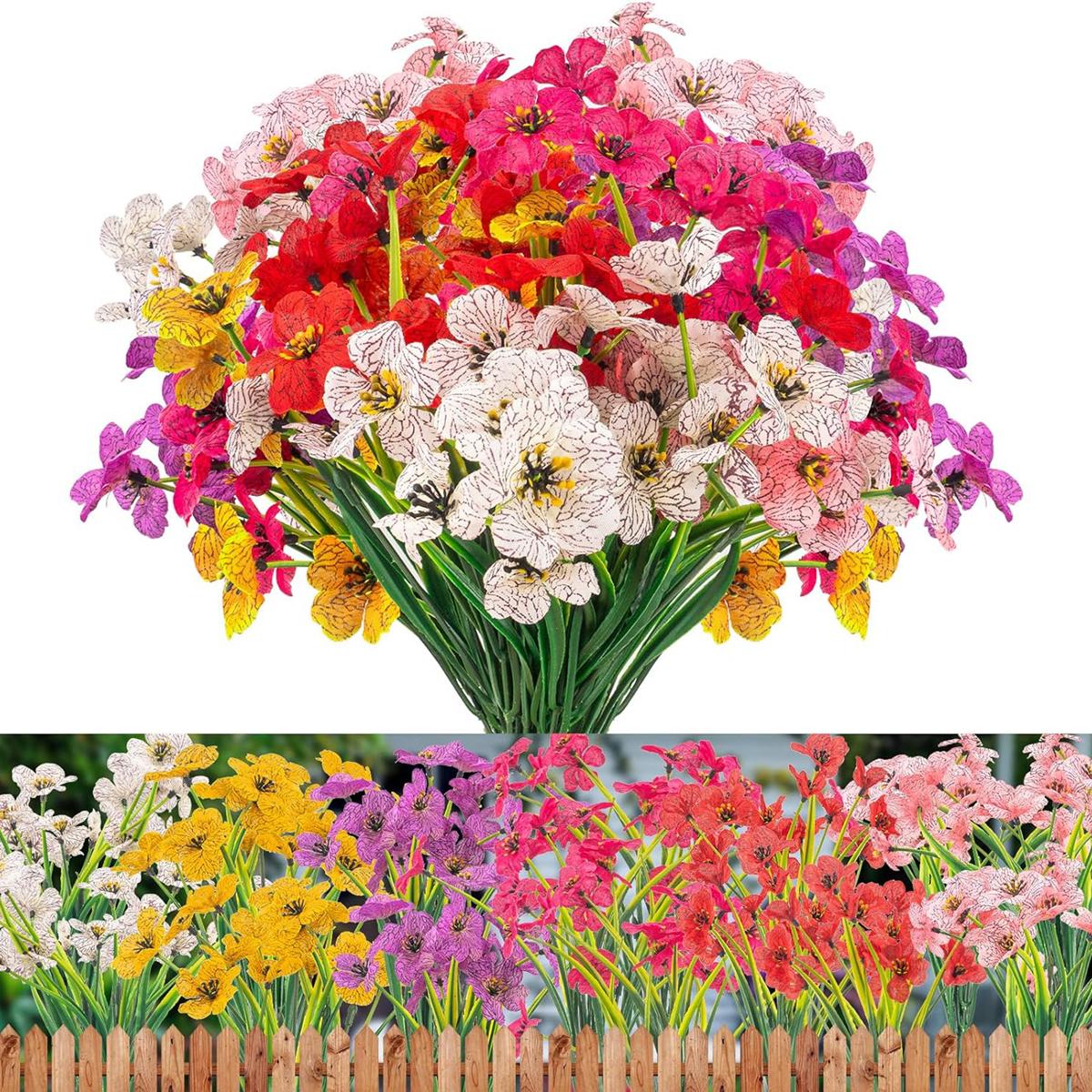 12PCS Artificial Flowers Aquatic Plant Fake Plastic Flowers Home Room Ornament Outdoor Garden Festival Decor DIY Wedding Decora 12 PCS
