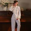 Women’s Plush Sleeping Suits Sexy Velvet Embroidered Chinese Knot Outer Robe and Pants Lounge Pajamas Comfortable Clothing