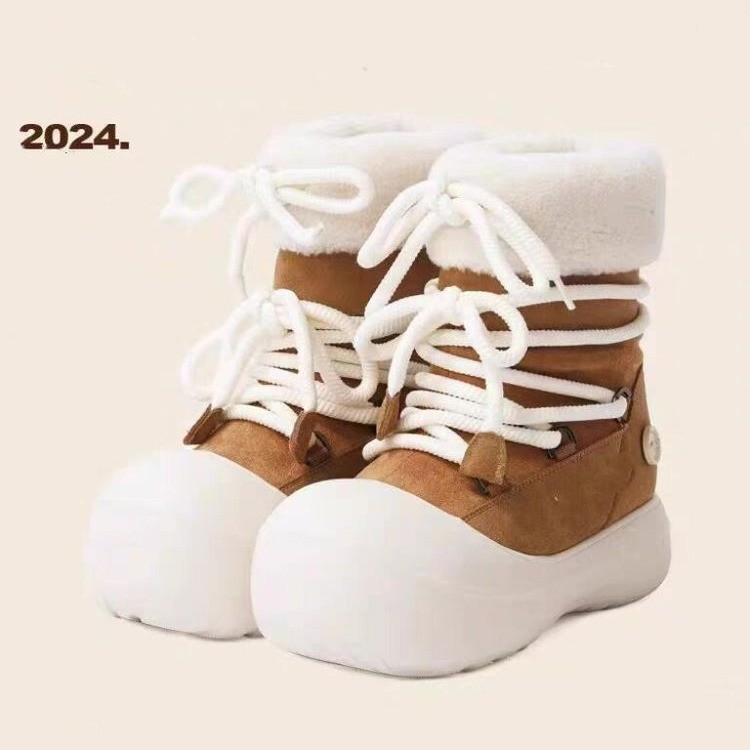 Women's Large Size Soft Sole Winter Warm Fur One Snow Boots Padded Lined Ankle Boots Anti-slip Hiking Casual Sports Cotton Boots