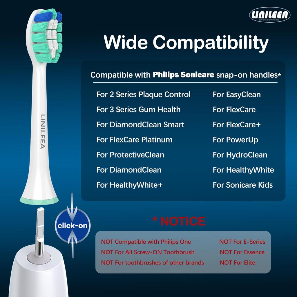 LINILEEA Electric Toothbrush Replacement Brush Sets for Philips Sonicare DiamondClean Series and 3100 Series Improved 10 Brush Sets [2025 Model]