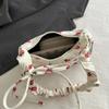 Women Small Underarm Bag Corduroy Handbag Cute Strawberry Print Little Tote Half Moon Design Eco Cloth Purse Mini Shoulder Bags