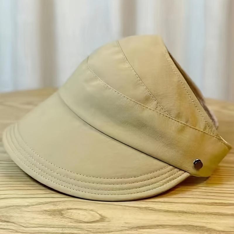 1pc Women's Quick-Dry Sun Hat with Adjustable Ponytail Hole, Elastic Breathable Snap Closure Face Outdoor Sports Cap for Cycling, Hiking, Beach