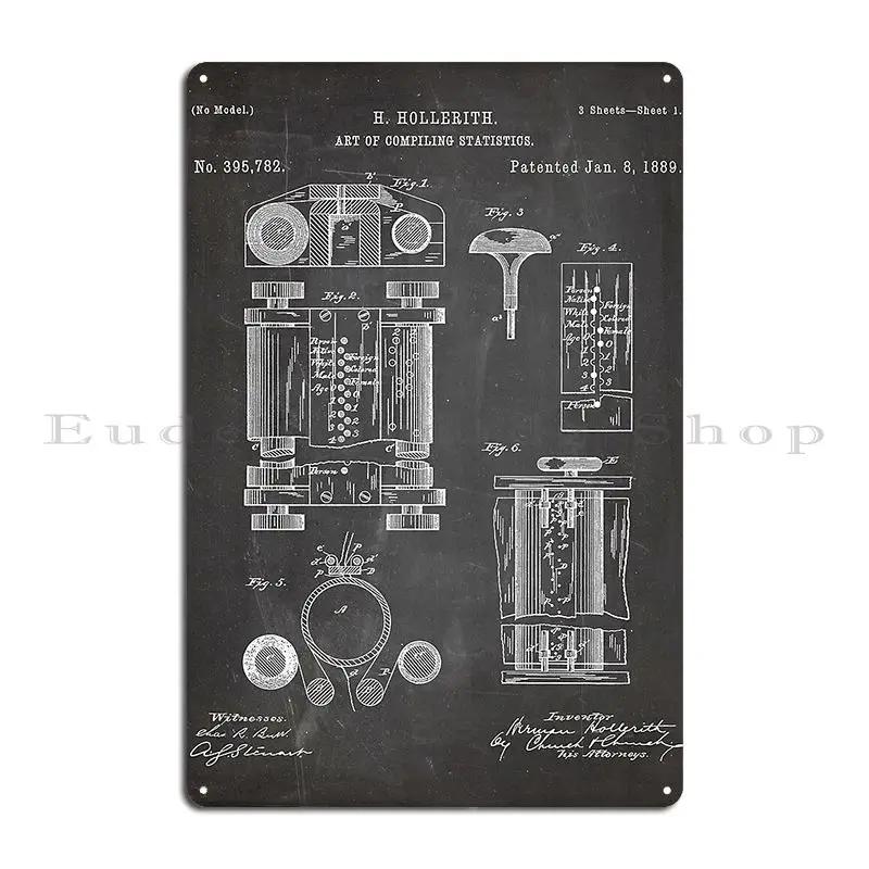 First Computer Patent Technology Art Black Chalkboard Metal Plaque Poster Designing Cave Design Party Club Tin Sign Poster 20x30cm(7.8x11.8inch)