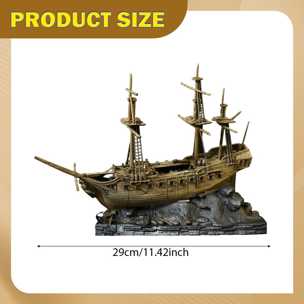 Aquarium Resin Ship Decoration Realistic Landscape Sailing Ship Decorative Ornament for Fish Tank Aquarium Decoration