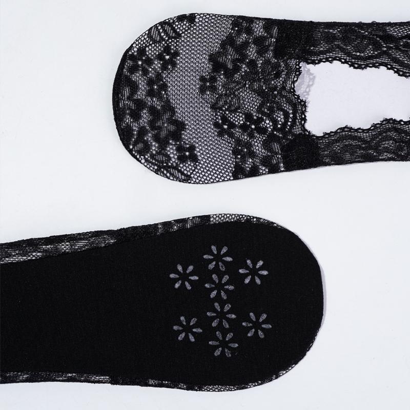 New Women Lace Socks Shallow Mouth Slipper Cotton Female Socks Bottom Silicone Non-slip Invisible Cute Socks Set 5 Pairs