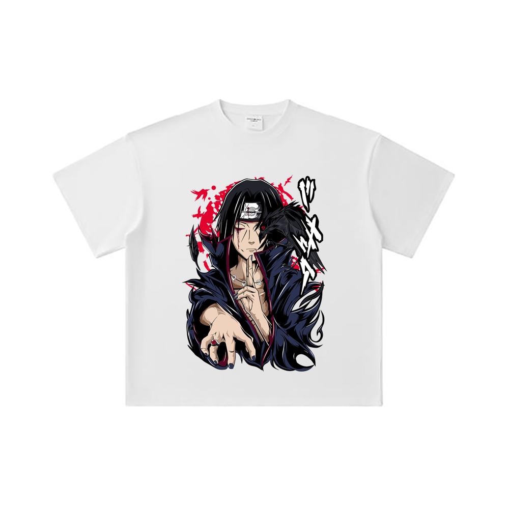 260 GSM Double Yarn 32 Count 100% Cotton Naruto V3 Itachi Print Unisex Heavy Cotton T Shirt