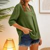 Womens 34 Sleeve V Neck Blouse Loose Fit Solid Tunic Top Casual Pullover Lightweight Comfortable Shirt for Daily Wear