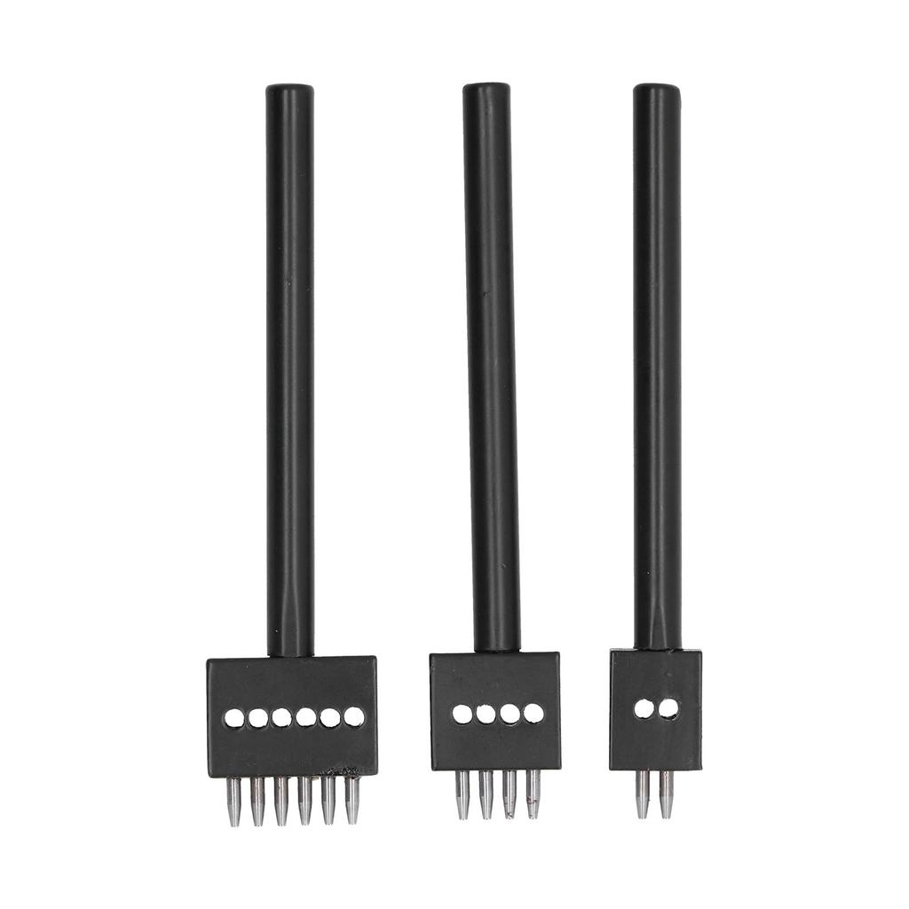 3Pcs Leather Perforated Tool Black Tooth Durable Quick Easy DIY Leather Craft Tool Kits4mm