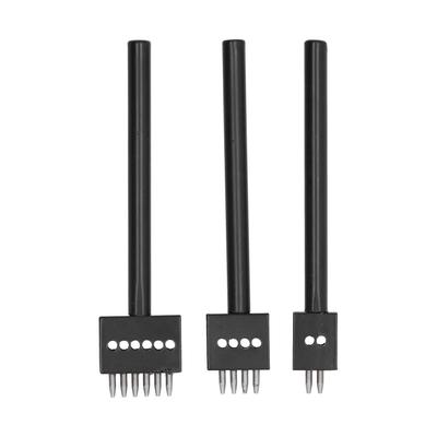 3Pcs Leather Perforated Tool Black Tooth Durable Quick Easy DIY Leather Craft Tool Kits4mm