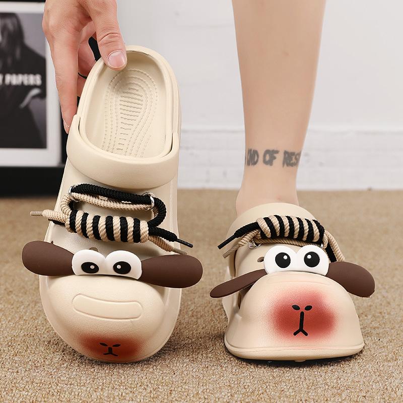 Baotou slippers men's 2025 summer new outer wear cute big ears couple hole shoes platform sports cool slippers