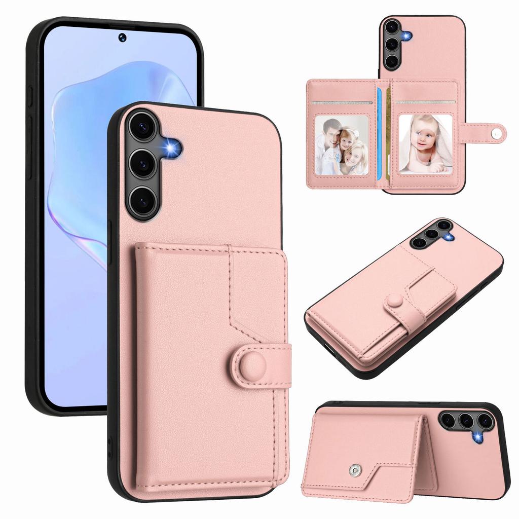 For Samsung Galaxy S25+ Case RFID Blocking Card Holder Kickstand TPU + PU Leather Phone Back Cover