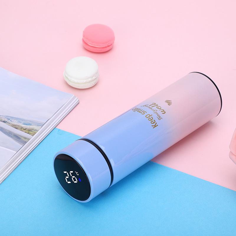 304 Stainless Steel Heart-shaped Gradient Smart Temperature Display Portable Insulated Cup - Perfect Festival Gift 500ml