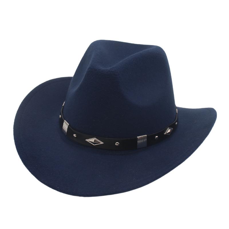 Upturned Cowboy Hat Western Wind Curved Edge Metal Accessories Top Hat Men'S And Women'S Hats